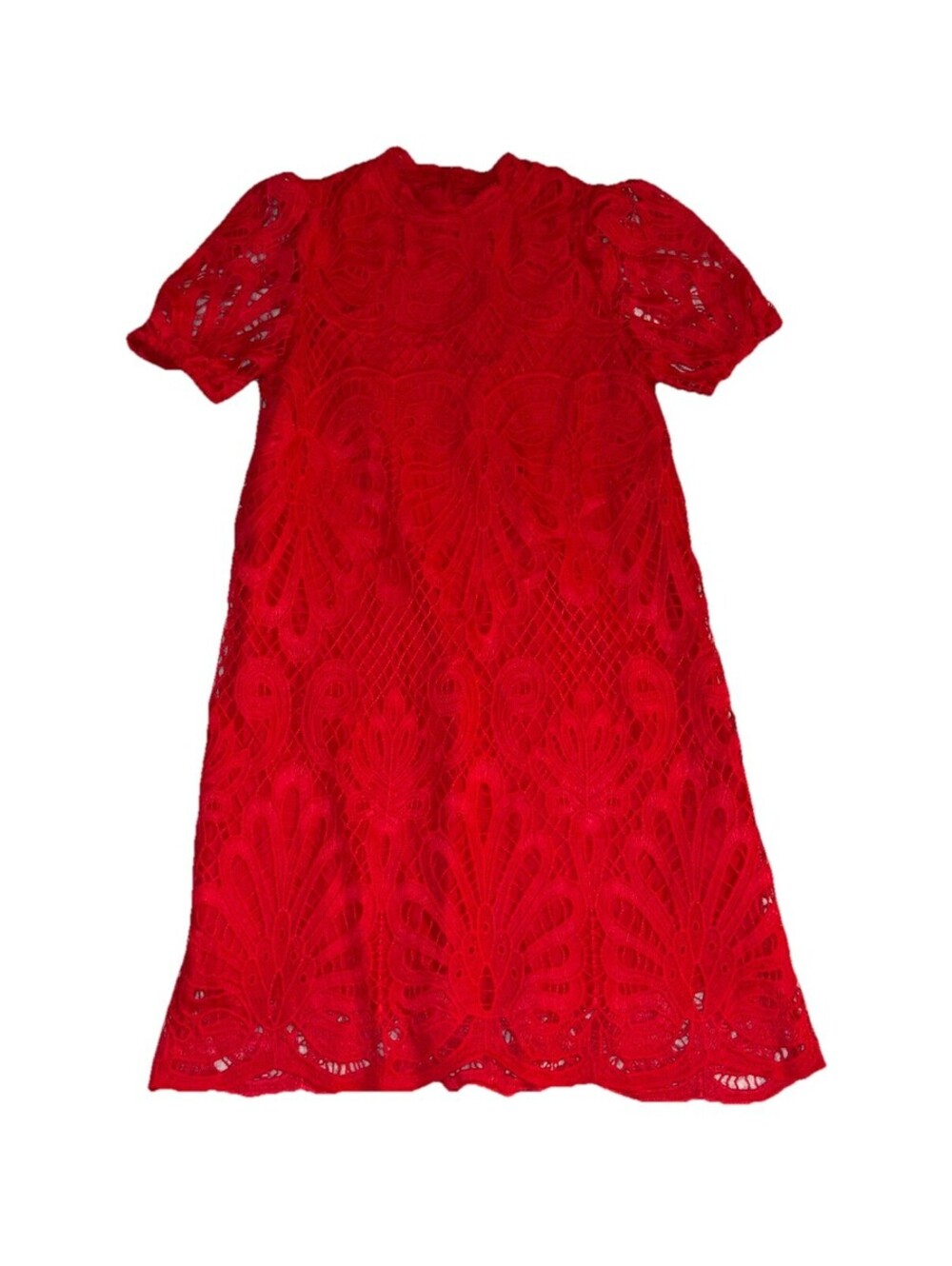 SHEIN Women’s Small Red Floral Lace A-Line Short Dress